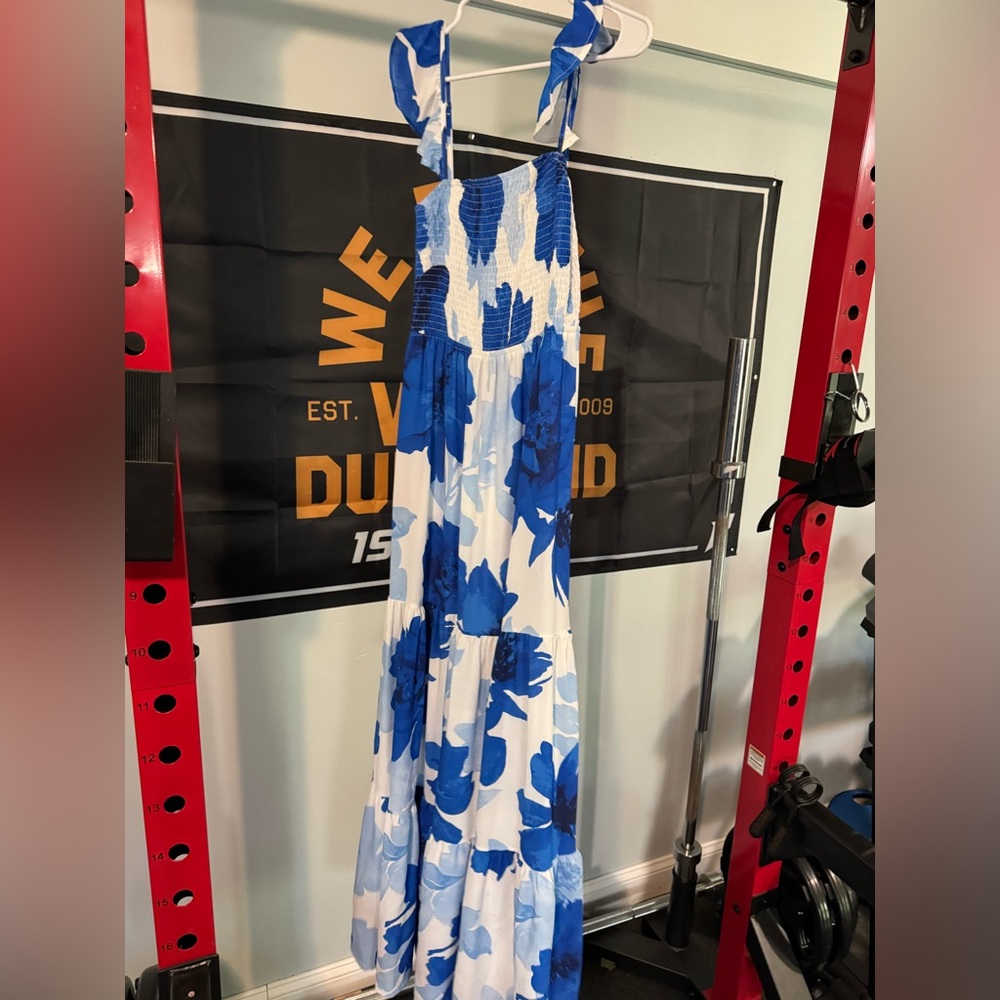 Beautiful blue and white floral maxi dress